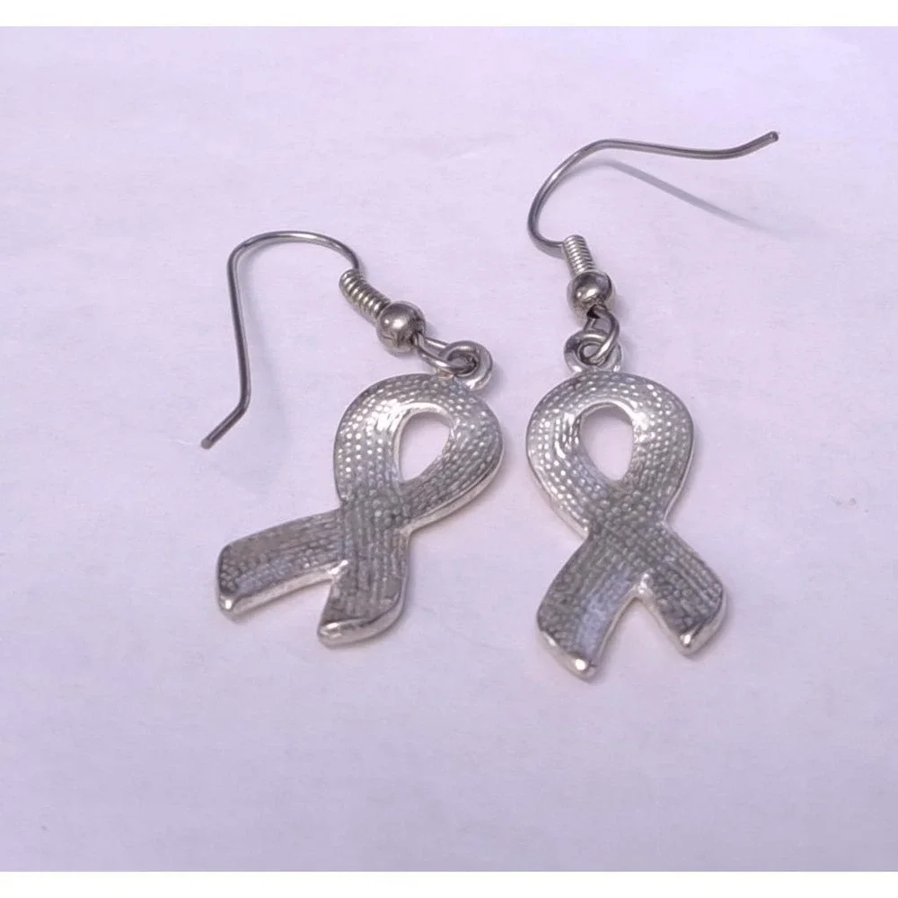 Awareness Earrings Yellow Ribbon SilverTone Suicide‎ Troops Missing Kids Cancer